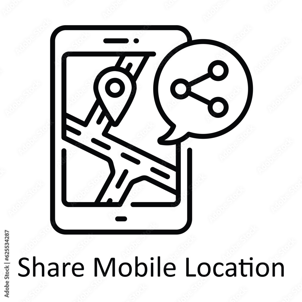 Aufkleber share mobile location outline icon design illustration. map and navigation symbol on white backgroun