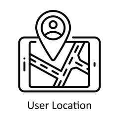 User Location Outline Icon Design illustration. Map and Navigation Symbol on White background EPS 10 File