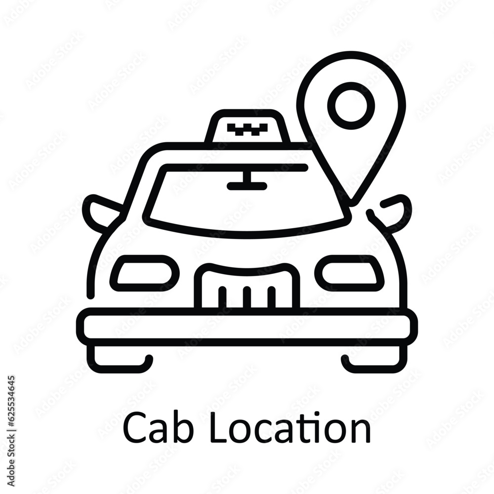 Poster cab location outline icon design illustration. map and navigation symbol on white background eps 10 