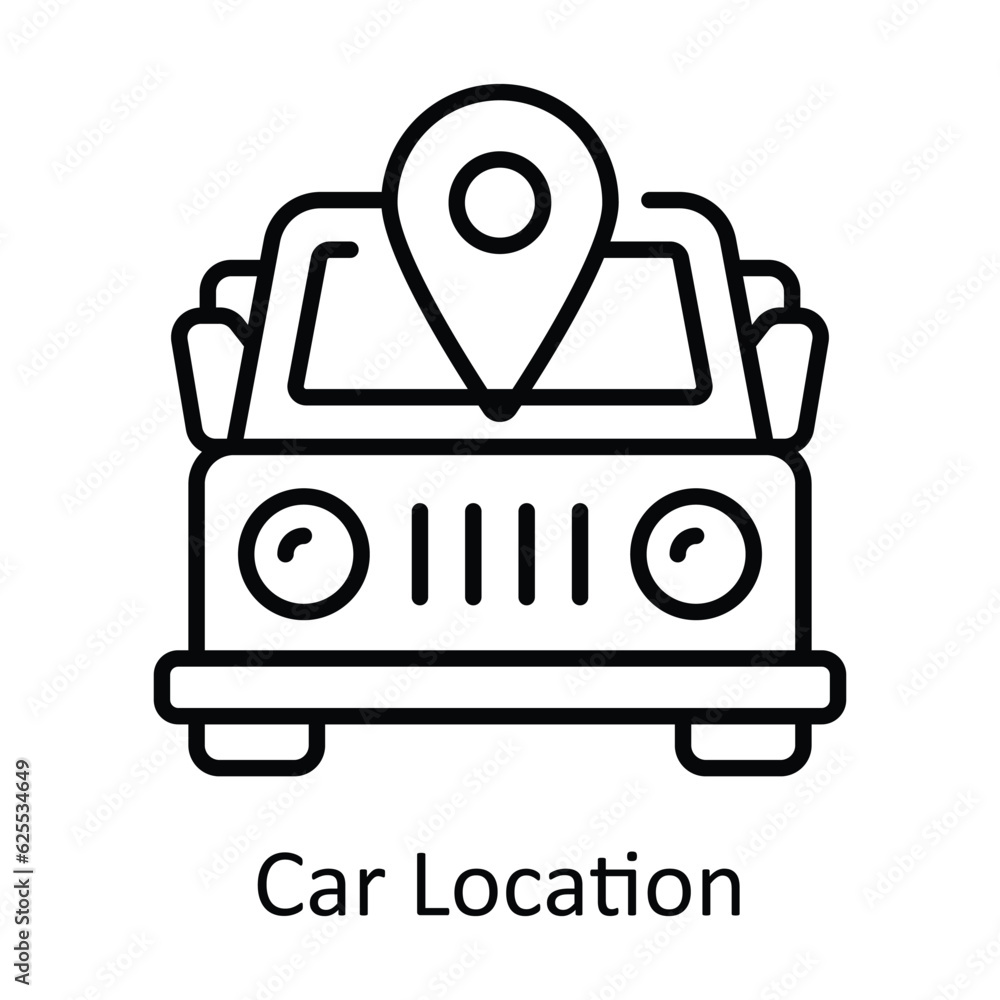 Poster car location outline icon design illustration. map and navigation symbol on white background eps 10 