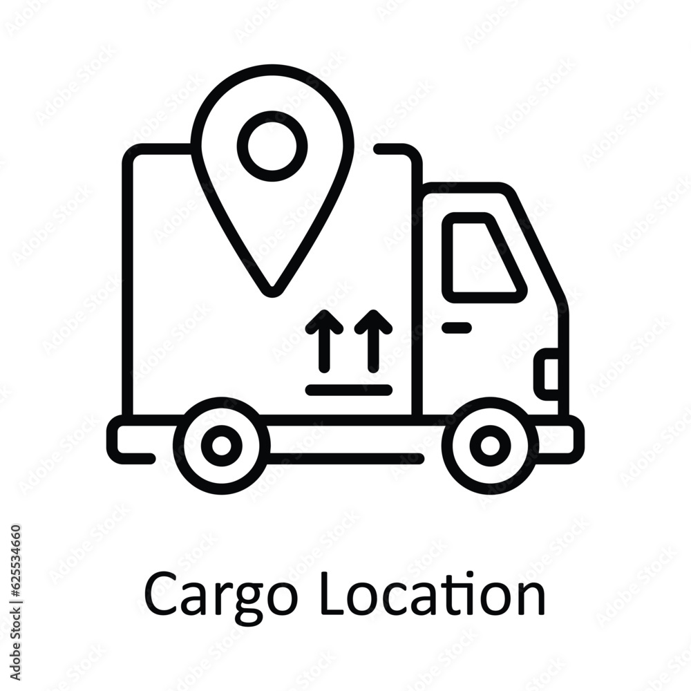 Poster cargo location outline icon design illustration. map and navigation symbol on white background eps 1