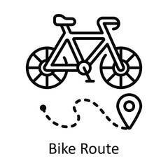 Bike Route Outline Icon Design illustration. Map and Navigation Symbol on White background EPS 10 File