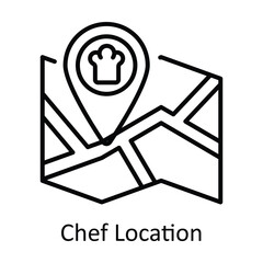 Chef Location Outline Icon Design illustration. Map and Navigation Symbol on White background EPS 10 File