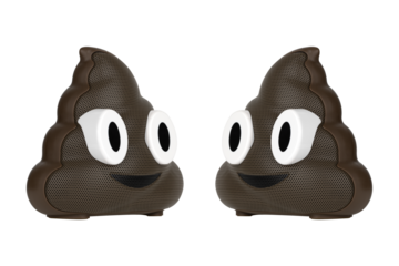 Wireless speaker on a white background. Wireless speaker in the shape of a poop close-up isolated on a white background.