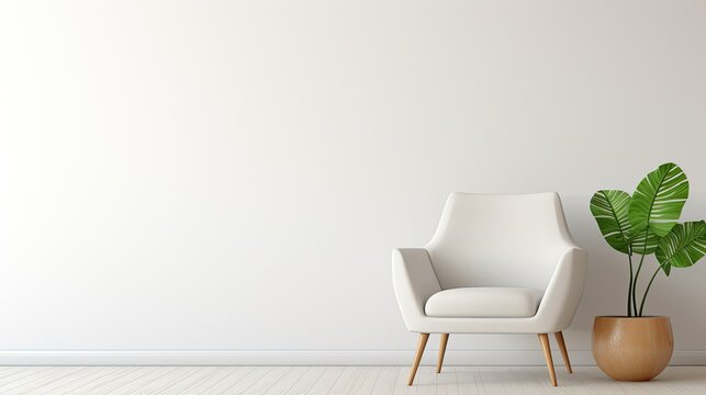 modern minimalist interior armchair on empty room