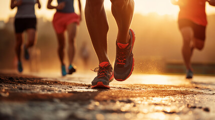 large legs of a man in sneakers running 