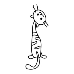 cat cartoon vector 16 Outline line Cute and funny cats doodle. Cartoon cat or kitten characters design collection Minimal cat drawing. Set of purebred pet animals isolated on transparent background.