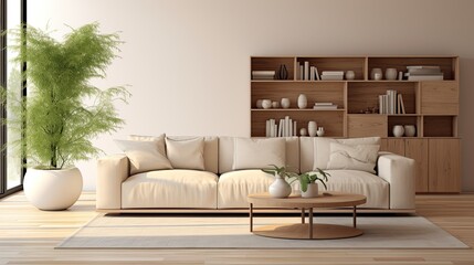 Obraz premium white living room interior with sofa