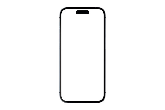 Smartphone with a blank screen on a white background. Smartphone mockup closeup isolated on white background.