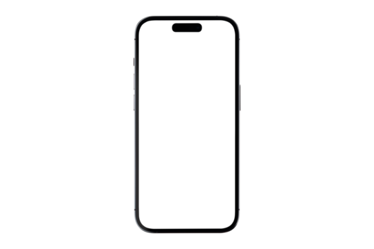 Smartphone with a blank screen on a white background. Smartphone mockup closeup isolated on white background.