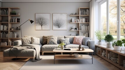 Fototapeta premium white living room interior with sofa