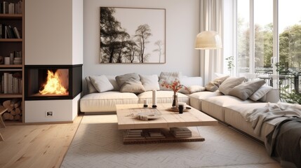 Fototapeta na wymiar white living room interior with sofa