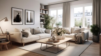 Fototapeta premium white living room interior with sofa