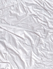 Crumpled white plastic bag background
