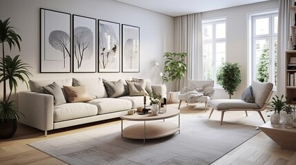 Fototapeta premium white living room interior with sofa