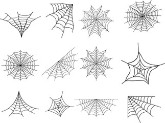Halloween Spider Web set cliparts illustration