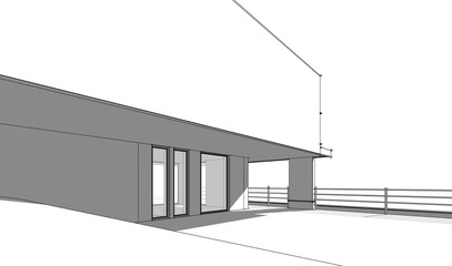 house building sketch architectural 3d illustration