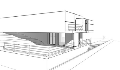 house building sketch architectural 3d illustration