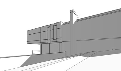 house building sketch architectural 3d illustration