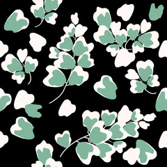 Green heart shaped leaves with white stripes. The leaves are pastel bouquets. pattern fabric, paper, wallpaper