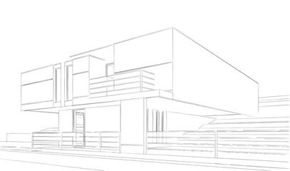 house building sketch architectural 3d illustration