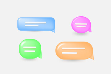 Set of 3d colorful spech bubble icon