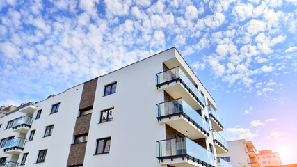 Modern european residential apartment buildings quarter. New apartment building outdoor. 