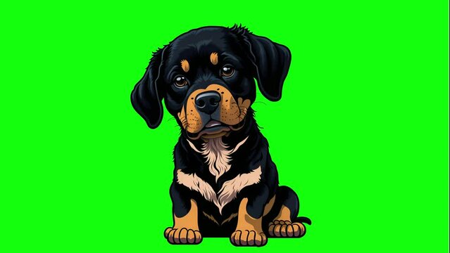 Black rottweiler retriever sticker with Chroma key