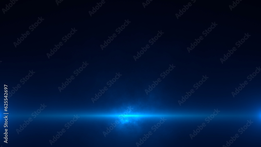 Wall mural abstract futuristic light background with smoke and rays on blue backdrop, copy space for messages