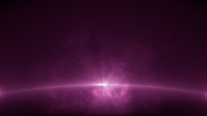 abstract futuristic light background with smoke and rays on purple pink magenta backdrop, copy space for messages