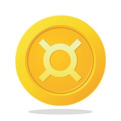 Gold coin with any currency sign. Financial items. Currency element vector illustration.