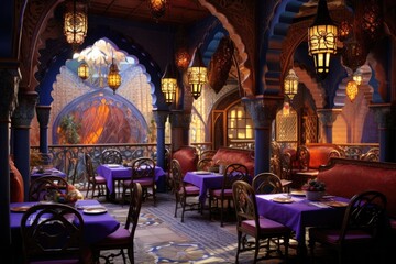 The decor and theme of an Arabian restaurant.