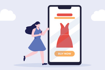 shopping, online shop, women shop online on smartphones