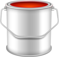 Opened  can with  red wall paint