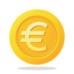 Gold coin with Euro sign. Financial items. Currency element vector illustration.