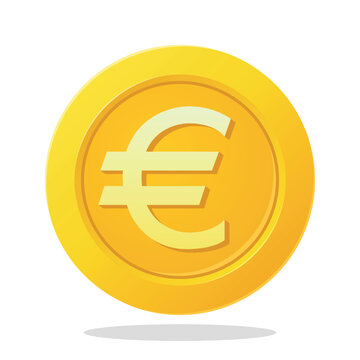 Gold coin with Euro sign. Financial items. Currency element vector illustration.