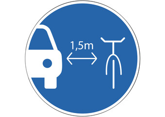 Gebotsschild Abstand zu Fahrrad 1,5m