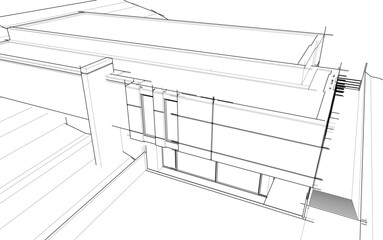 house building sketch architecture 3d illustration