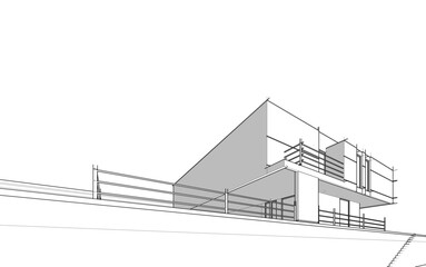 house building sketch architecture 3d illustration