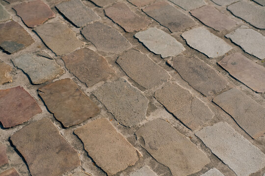 Photo background of old pavage in Barcelona.