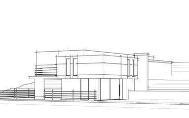 house building sketch architecture 3d illustration