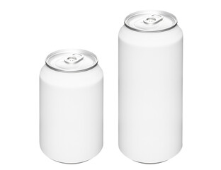 White 330ml and 500ml aluminium cans, cut out