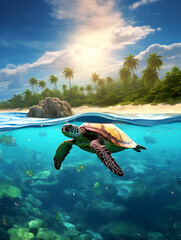sea turtle in the island sea