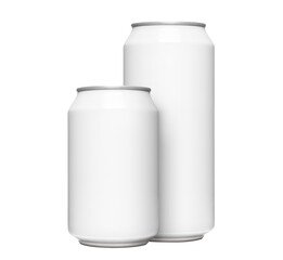 White 330ml and 500ml aluminium cans, cut out