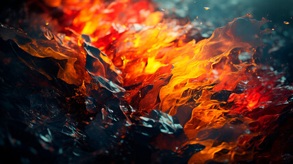 Fototapeta premium Abstract liquid based in orange, red and dark colors. Generative AI.