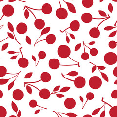 One color cherry pattern on white background, wrapping paper,  textile fabric print - 625549858