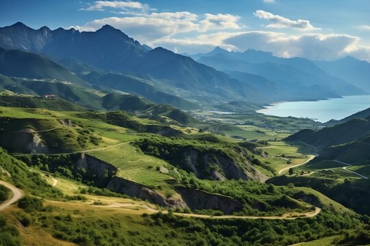 Albania Landscape: Beautiful Mountains. Generative AI