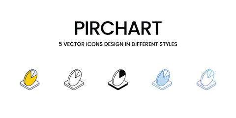 Pirchart Icon Design in Five style with Editable Stroke. Line, Solid, Flat Line, Duo Tone Color, and Color Gradient Line. Suitable for Web Page, Mobile App, UI, UX and GUI design.