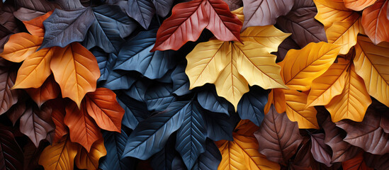 Generative ai illustration of a Creative autumn leaves  banner panorama wallpaper