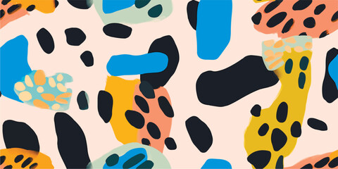 Trendy abstract leopard print vector illustration. Hand drawn cartoon style pattern.